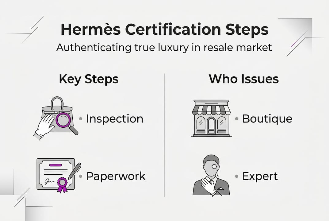 Infographic showing Hermès certification process overview