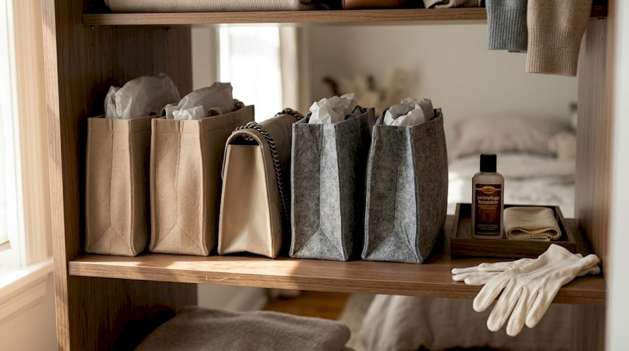 Designer-Handtaschen, die mit viel Sorgfalt aufbewahrt werden