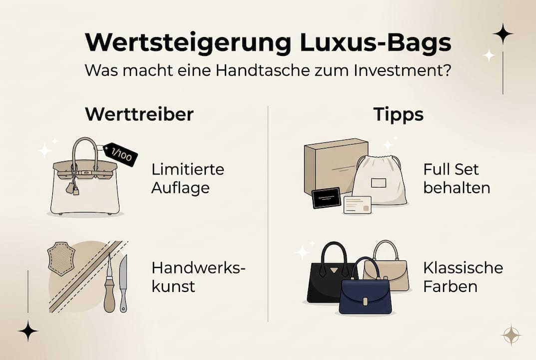 Infografik: So steigern Luxus-Handtaschen ihren Wert – Expertentipps für clevere Investoren