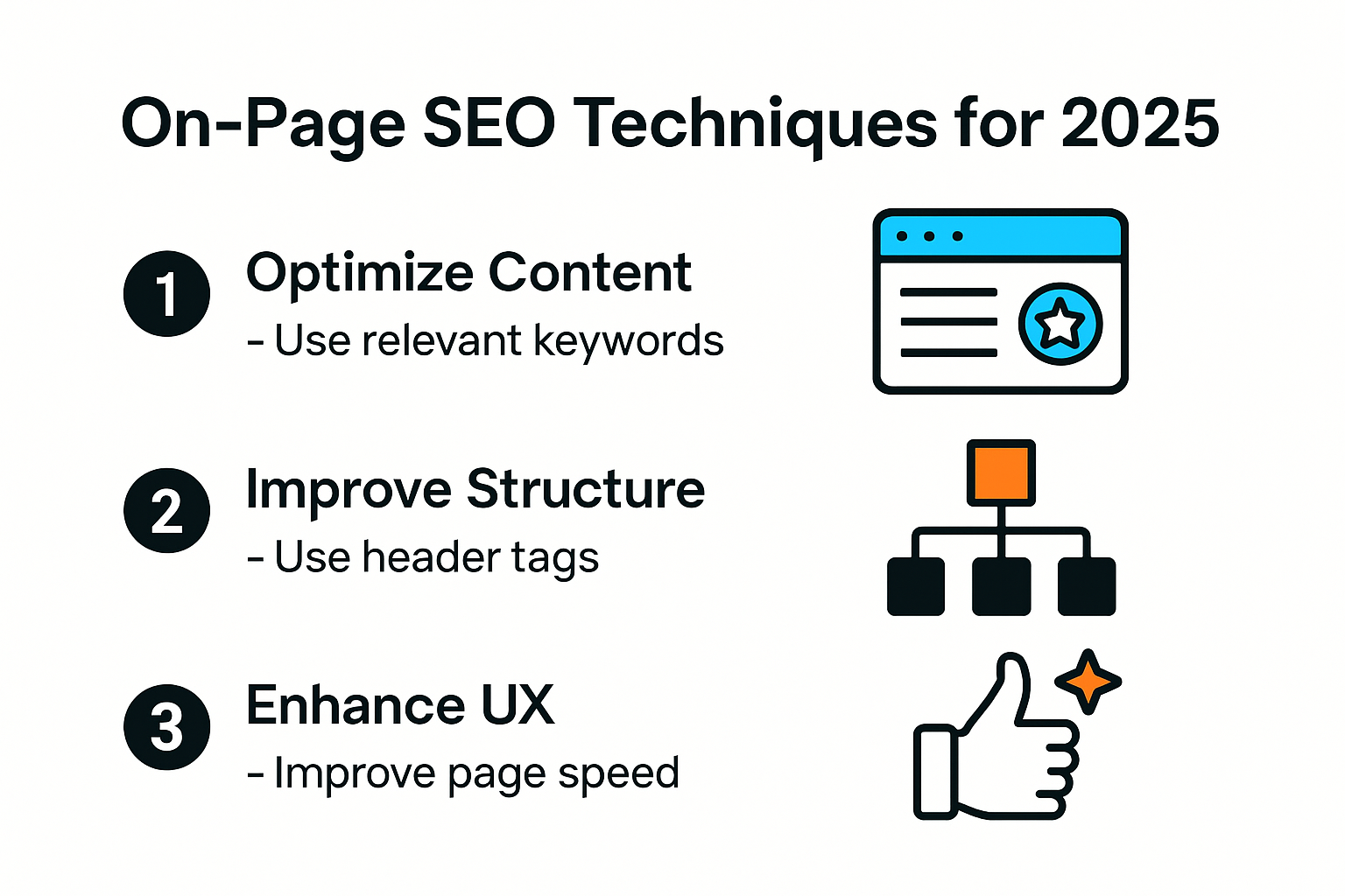 Infographic outlining key on-page SEO techniques