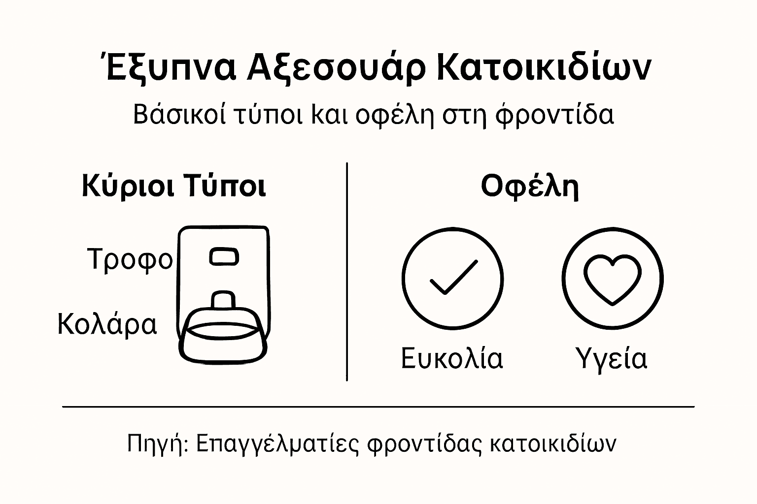 Εικονογραφημένος οδηγός με είδη αξεσουάρ για κατοικίδια και τα οφέλη τους