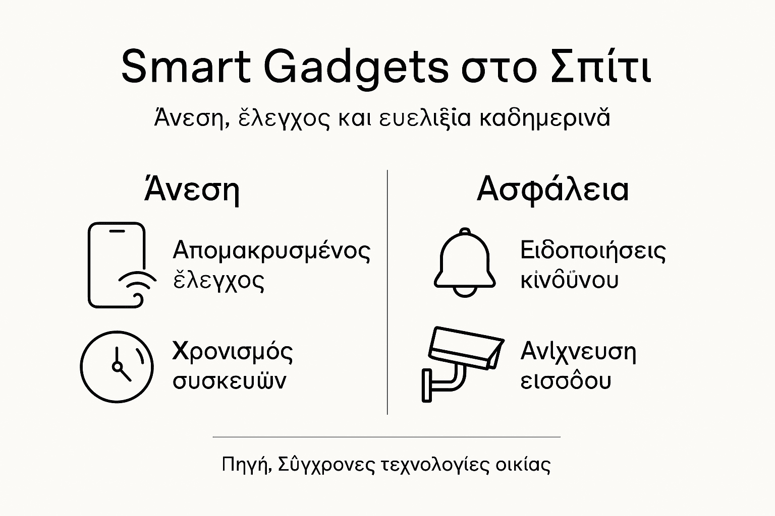 Γραφικό με τις βασικές κατηγορίες πλεονεκτημάτων των έξυπνων συσκευών