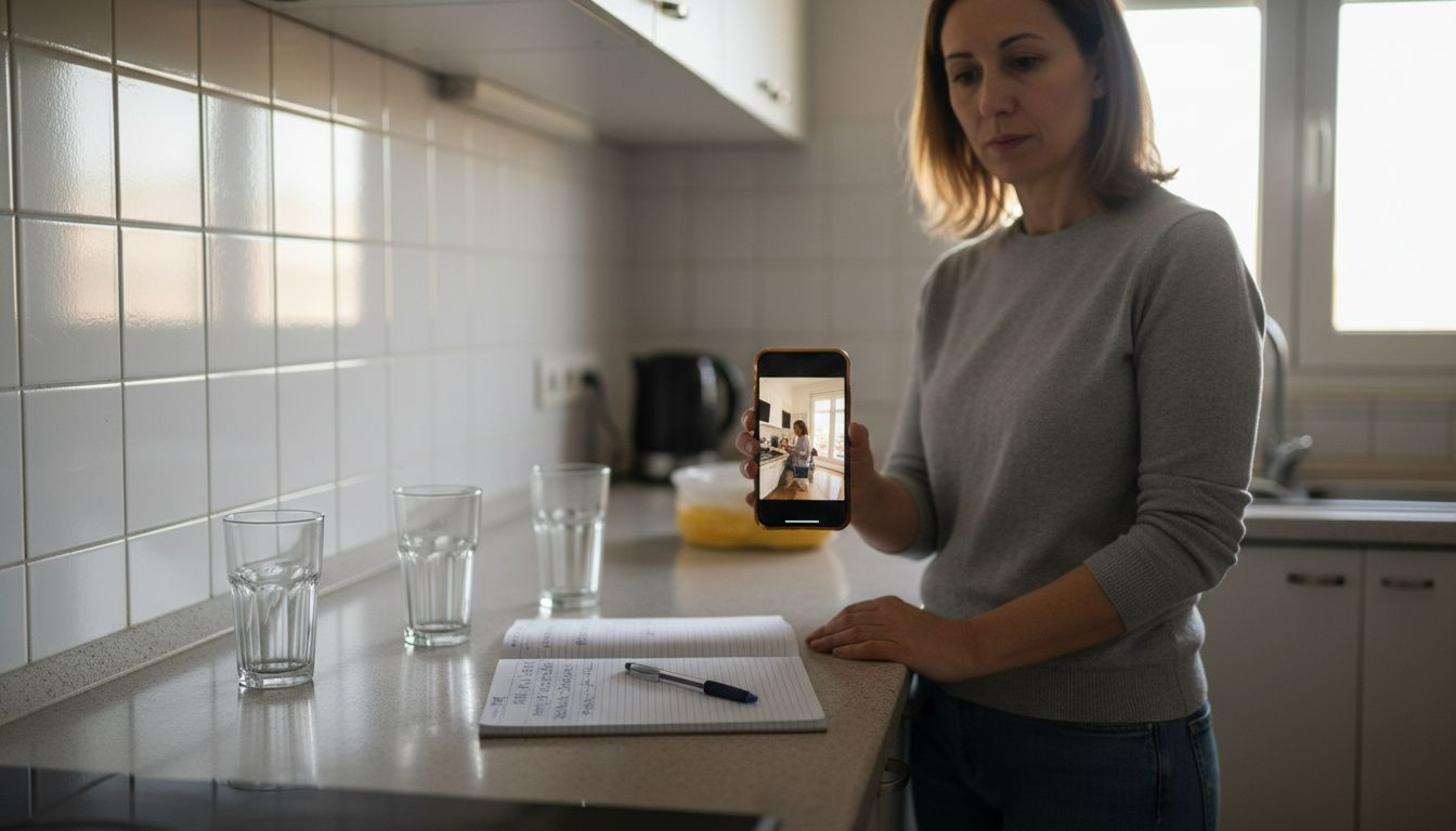 Μια γυναίκα χρησιμοποιεί μία σύγχρονη συσκευή στην κουζίνα της.