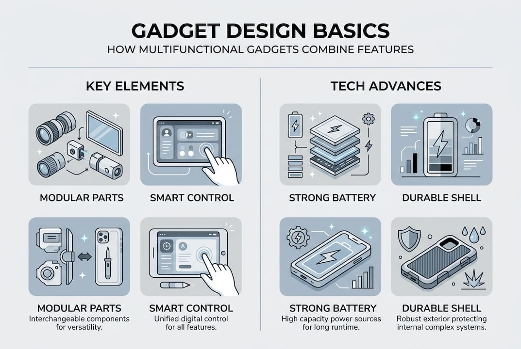 Infographic on gadget design and tech basics