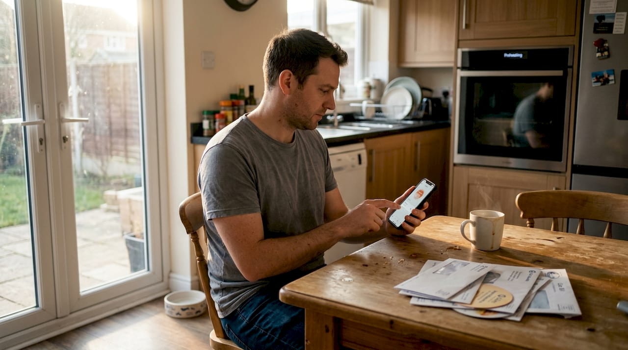 Man preheating smart oven via phone