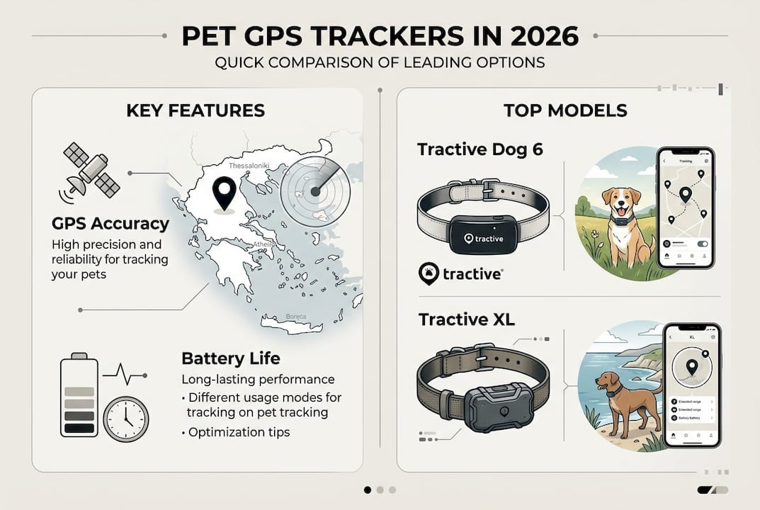 Infographic comparing pet GPS tracker models