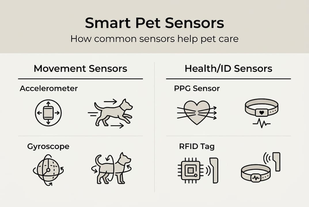 Infographic listing main pet gadget sensors