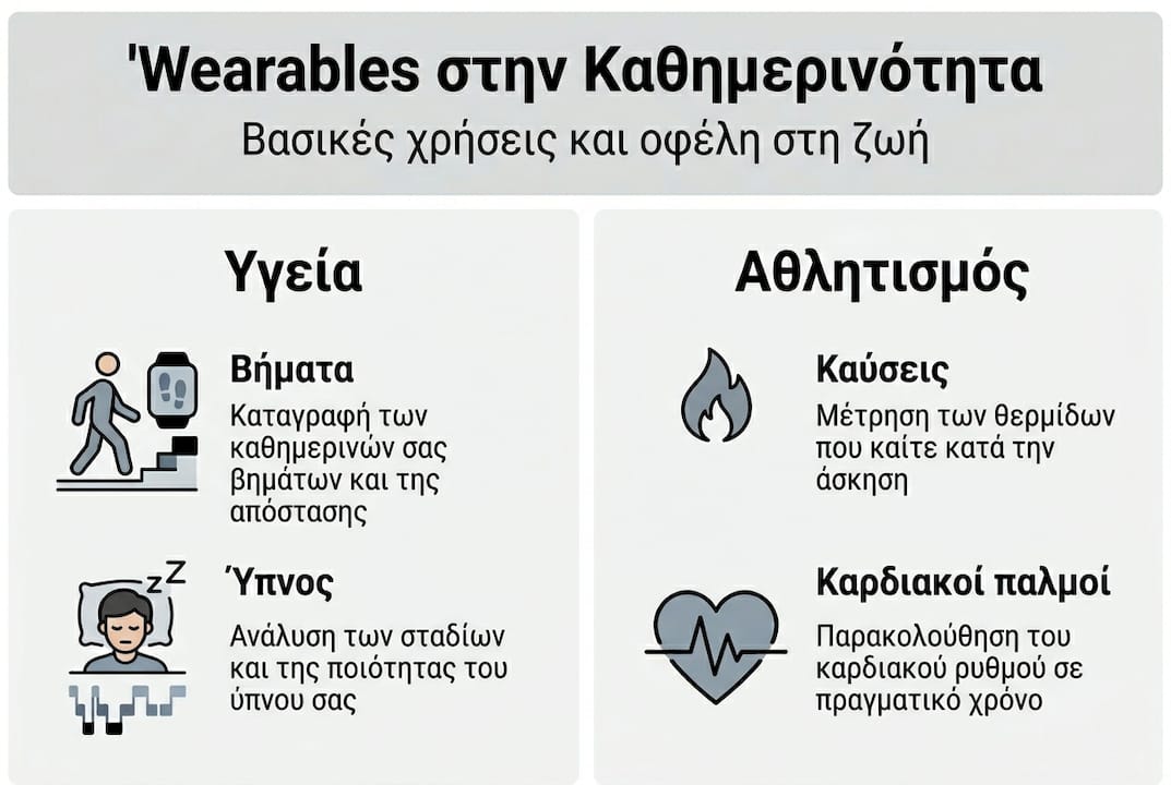 Ενημερωτικό γράφημα για τις βασικές κατηγορίες φορετών συσκευών