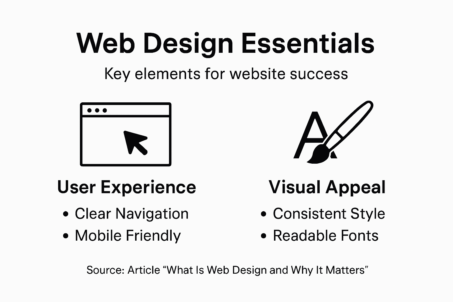 Infographic of web design essentials and elements
