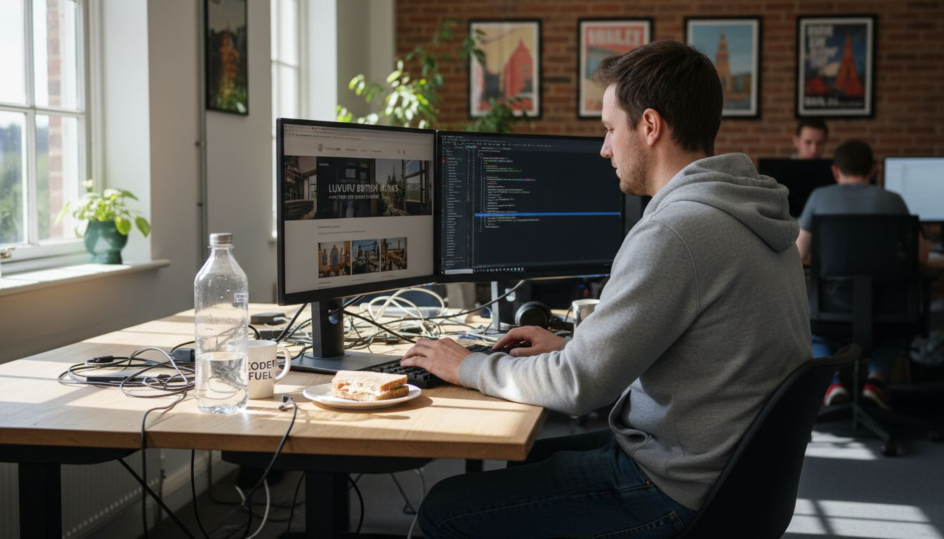 Web developer adjusting custom website interface