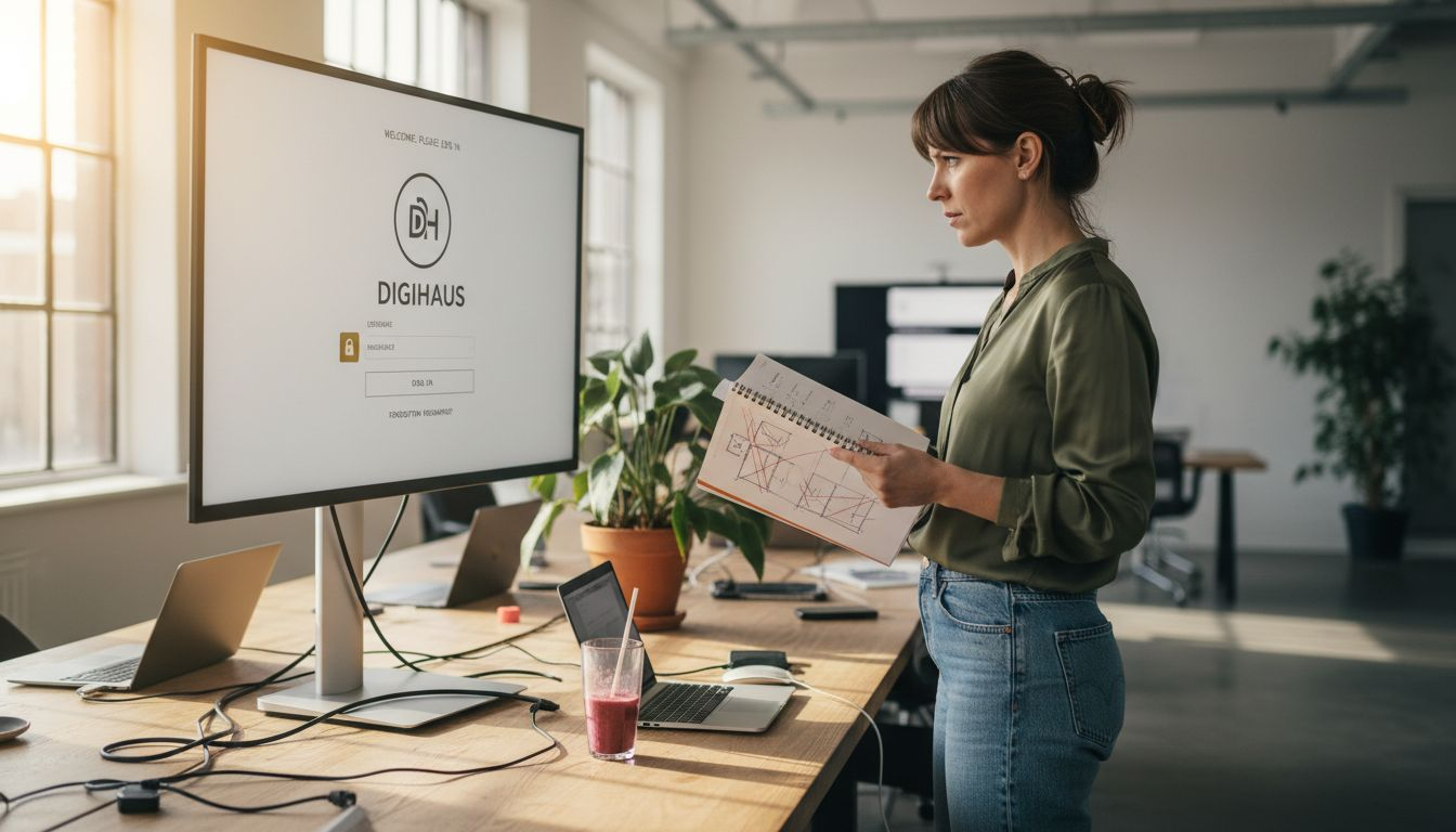 Manager reviewing website trust signal visuals