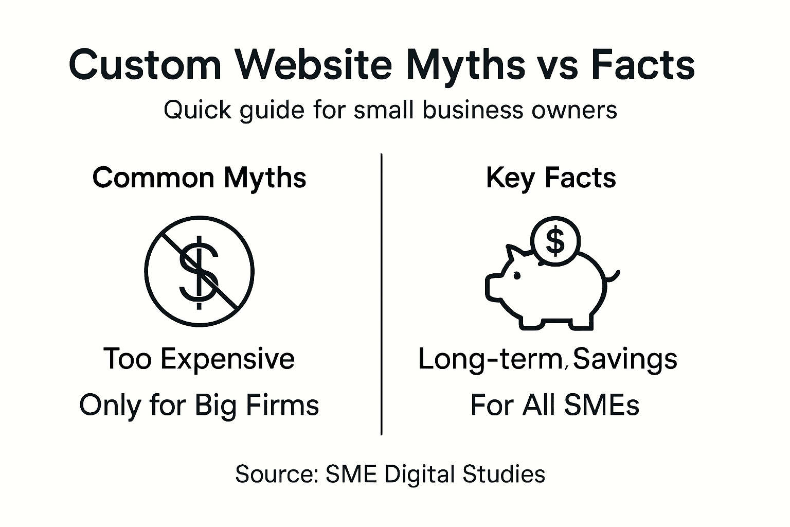 Infographic on custom website myths and facts