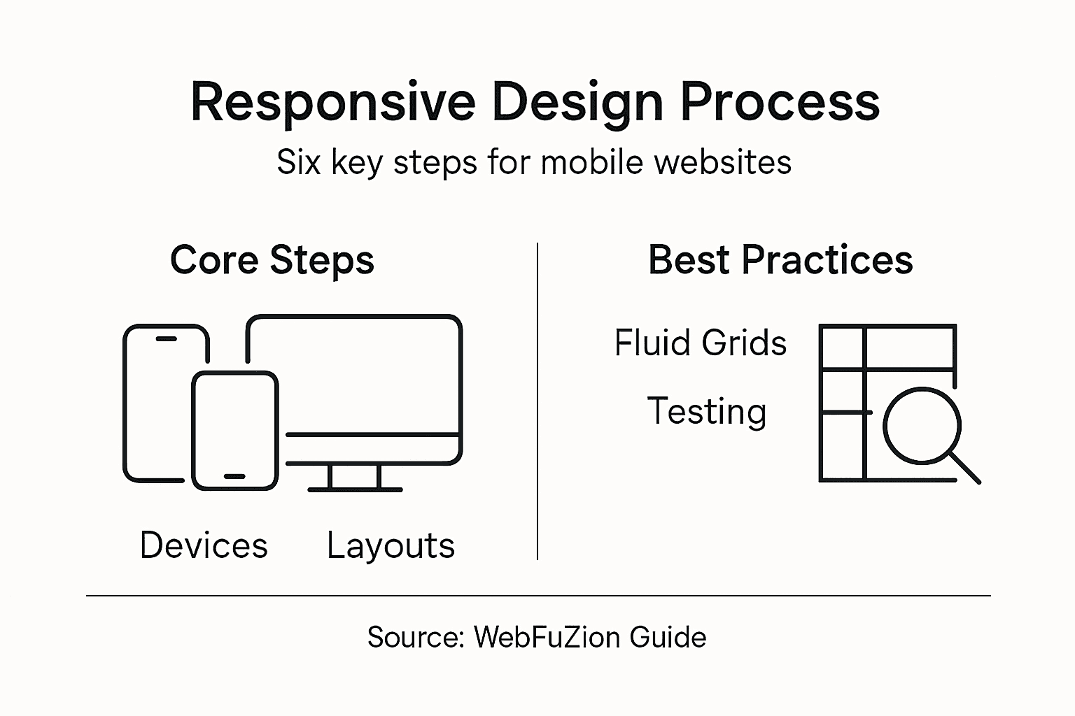 Infographic of six steps for responsive design