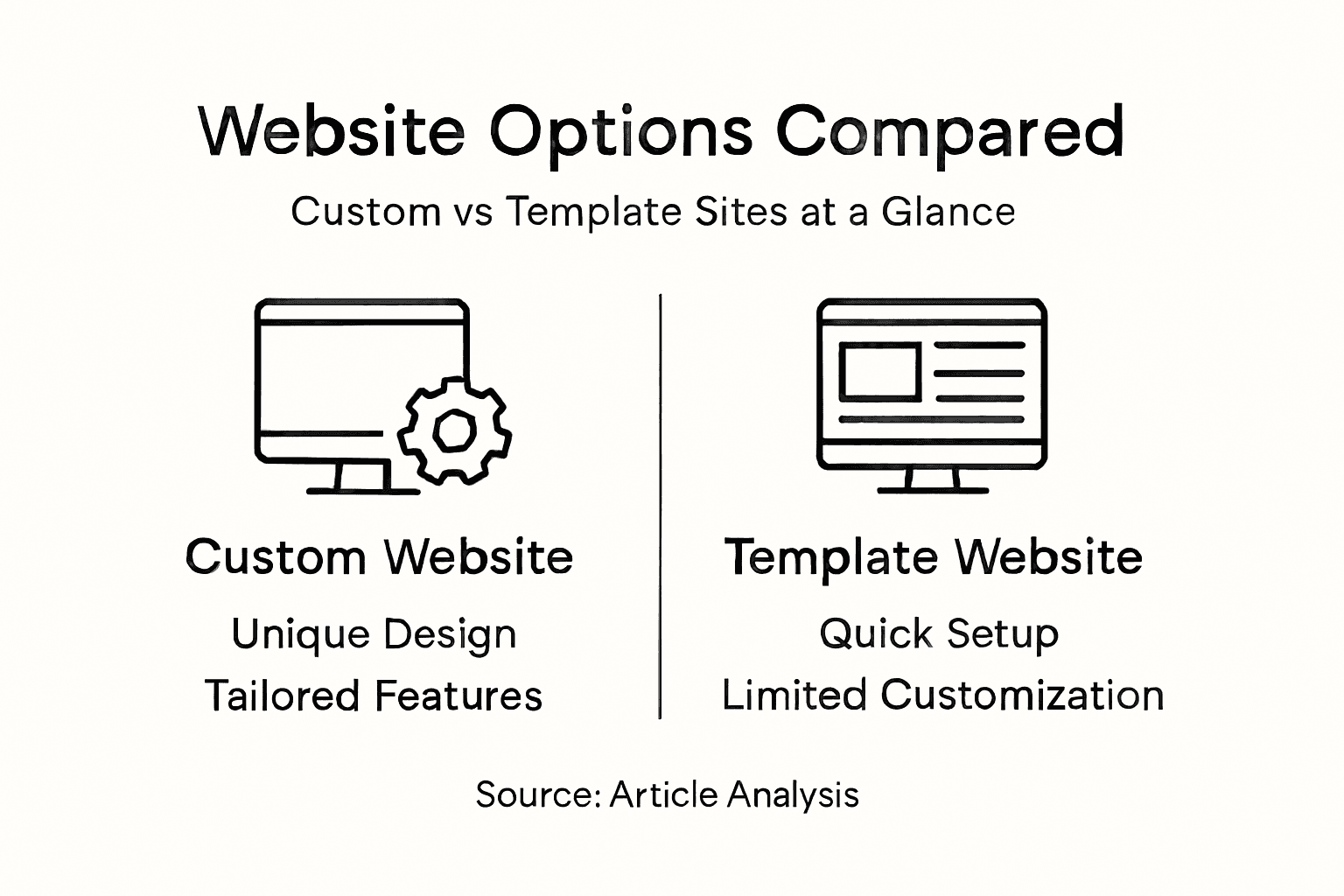 Infographic comparing custom and template sites