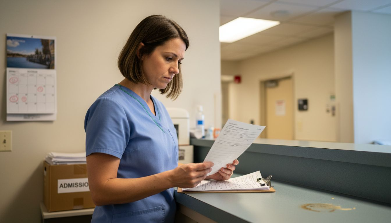 Nurse manager checking patient eligibility forms