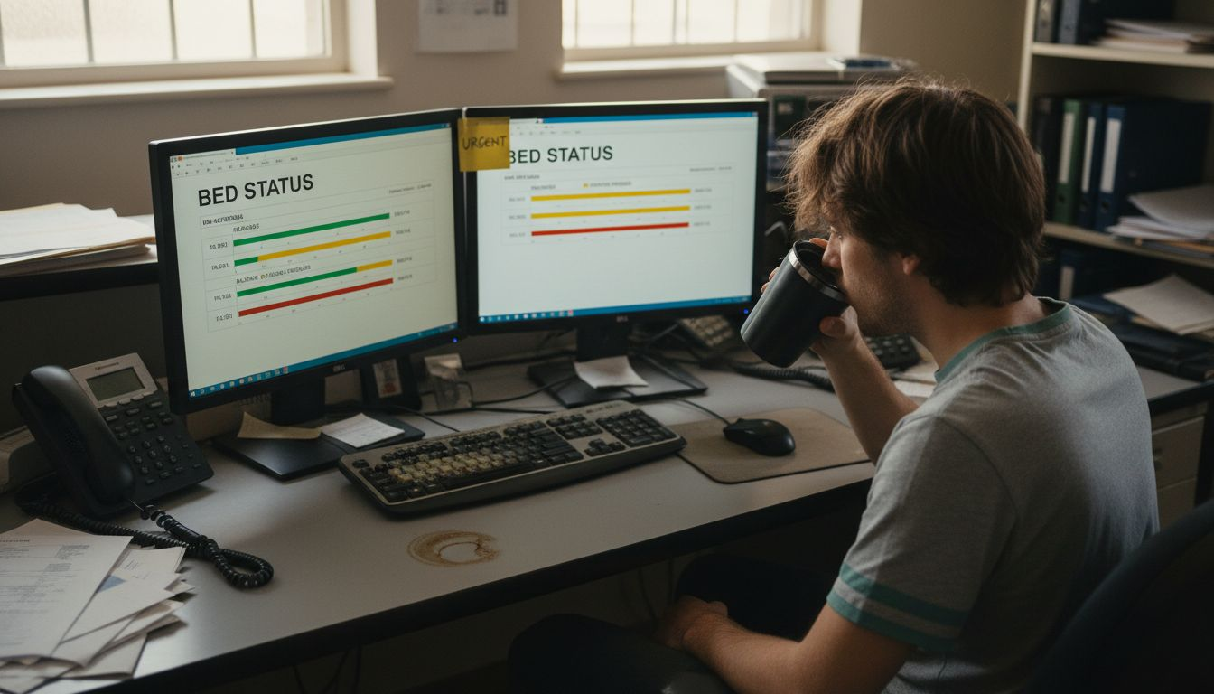 Staff using bed management software interface