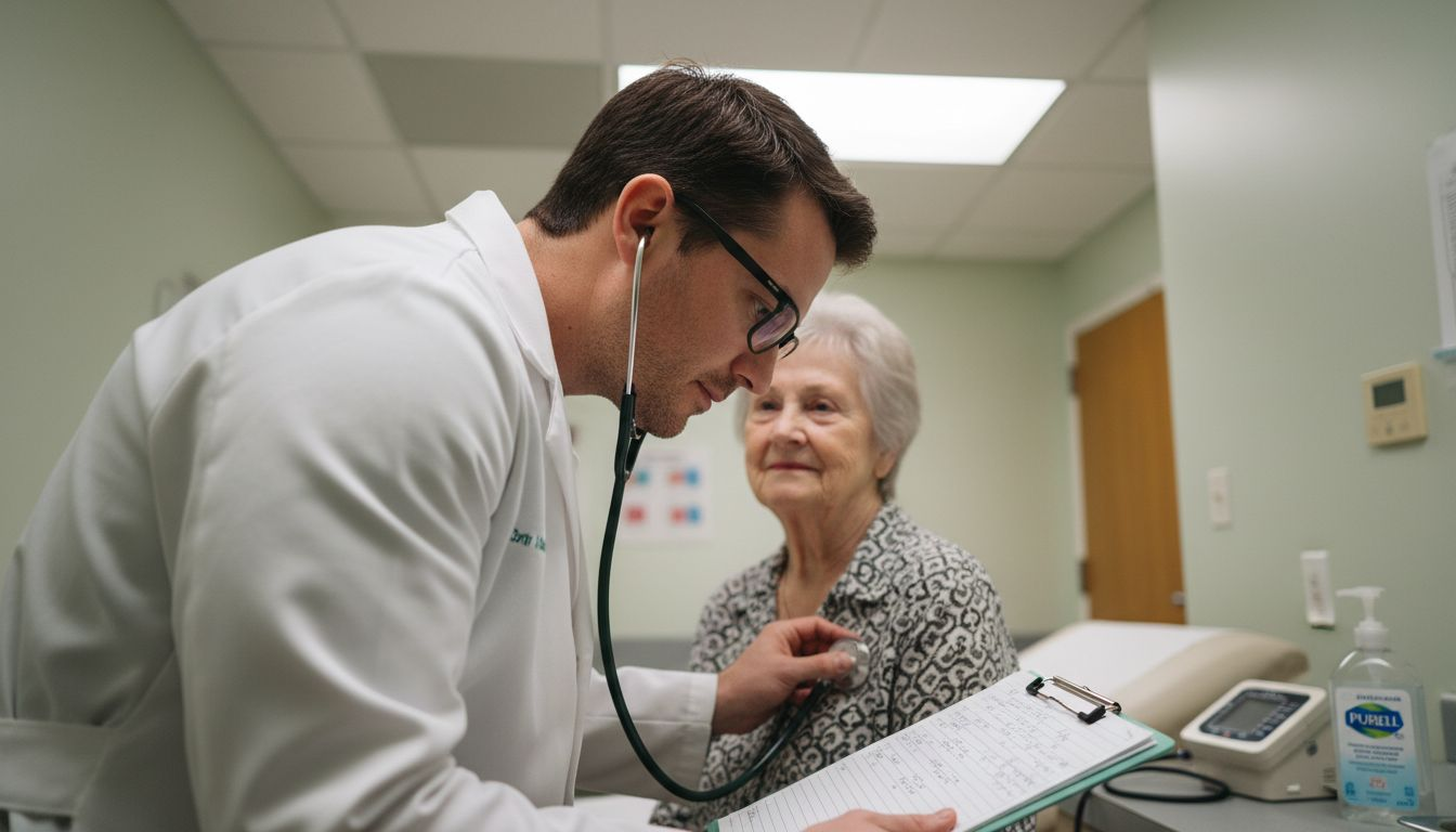 Clinician assessing patient during workflow