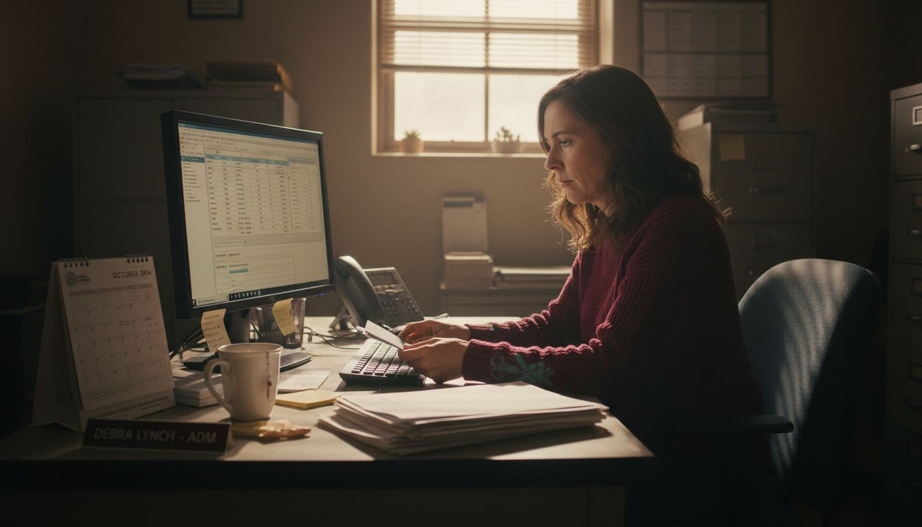 Administrator verifying insurance at hospital desk