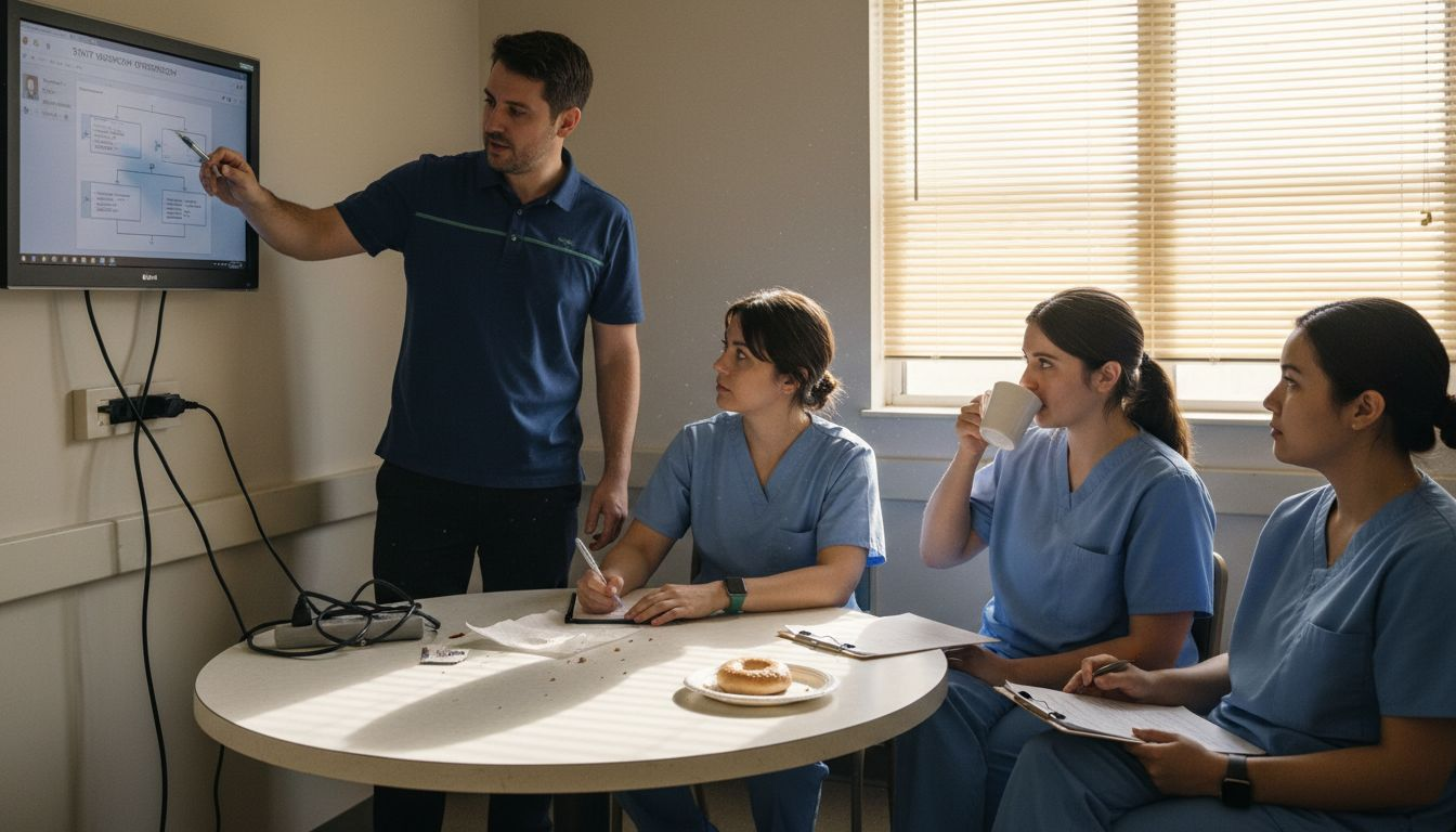 Staff training session on nursing automation