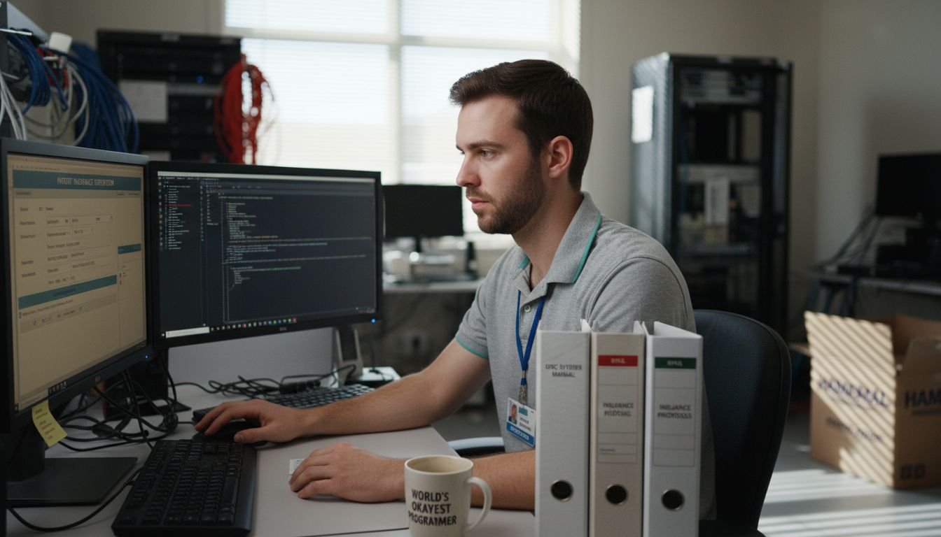 IT specialist using admissions automation dashboard