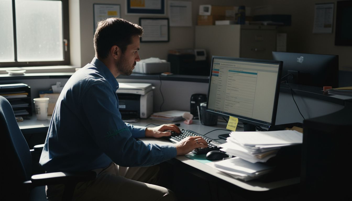 Operator entering data into admissions software