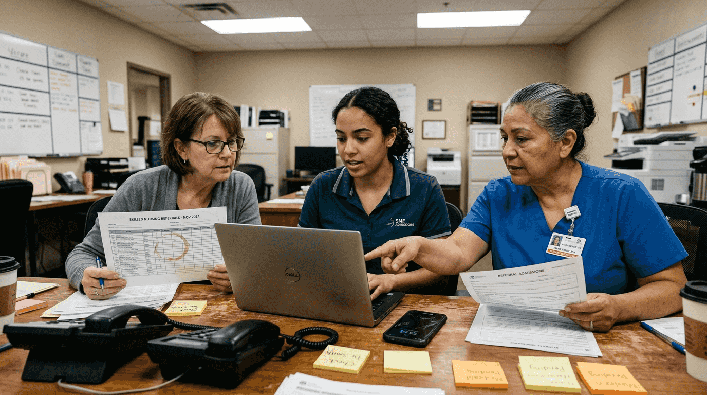 Admissions team collaborating on patient intake