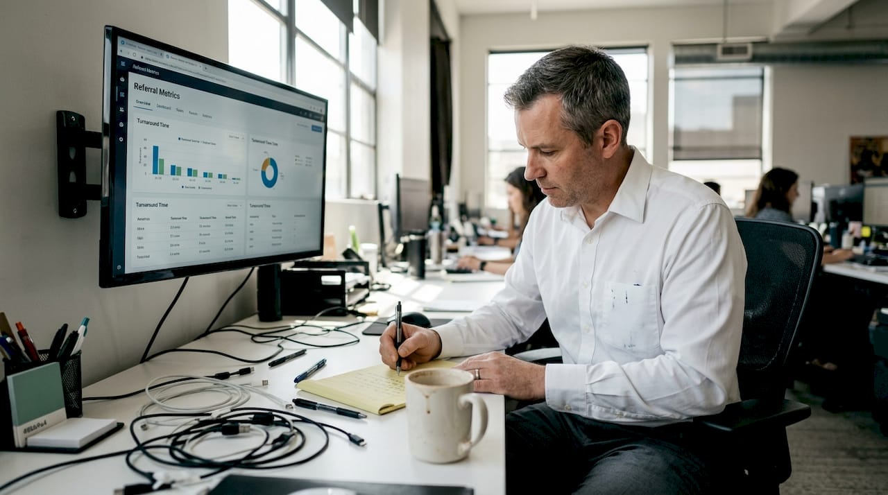 IT manager tracking referral process metrics
