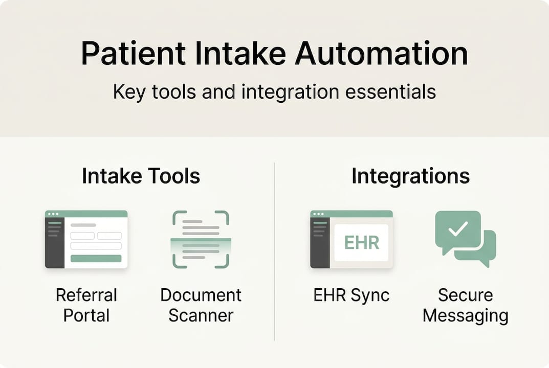 Infographic on tools and integrations for patient intake