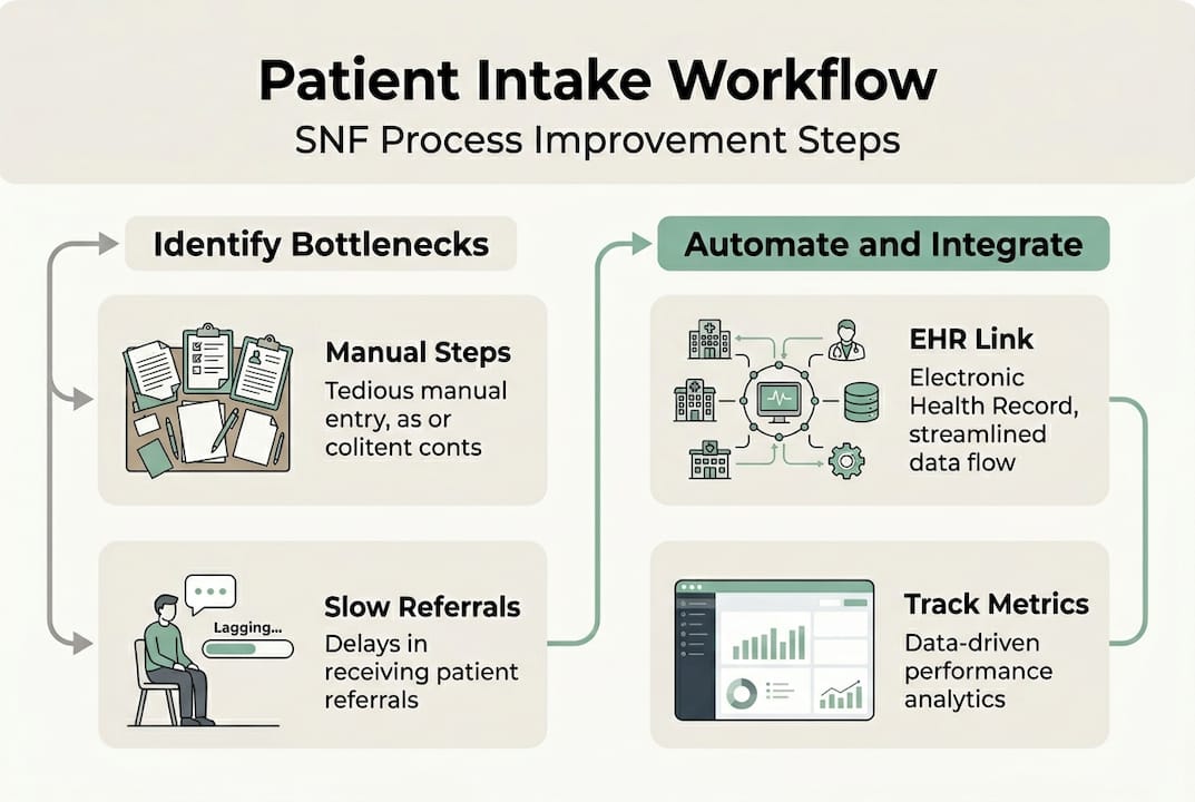 Infographic summarizing SNF patient intake process