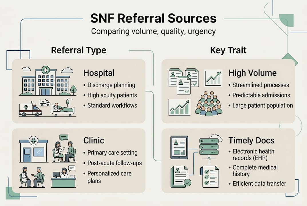Infographic comparing SNF referral source traits