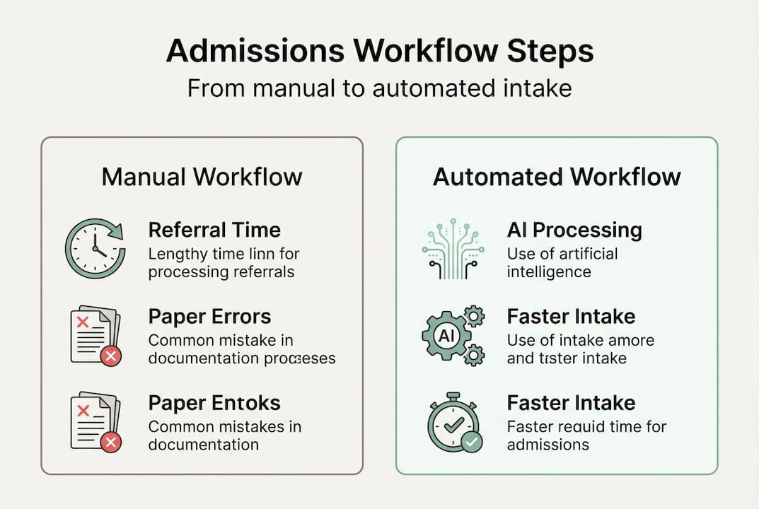 Infographic comparing manual versus automated admissions workflow