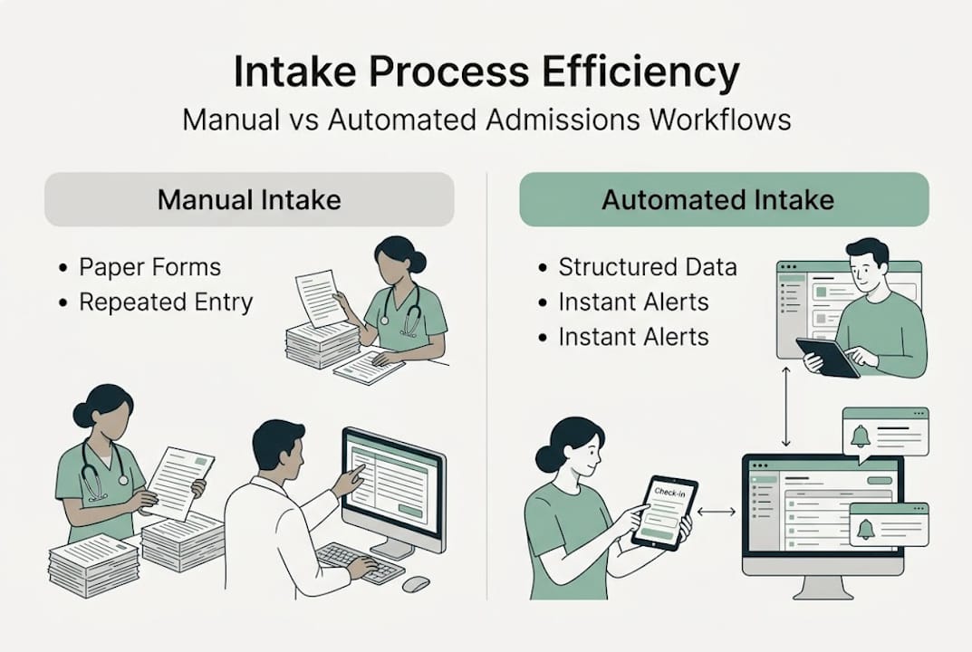 Infographic comparing manual and automated intake