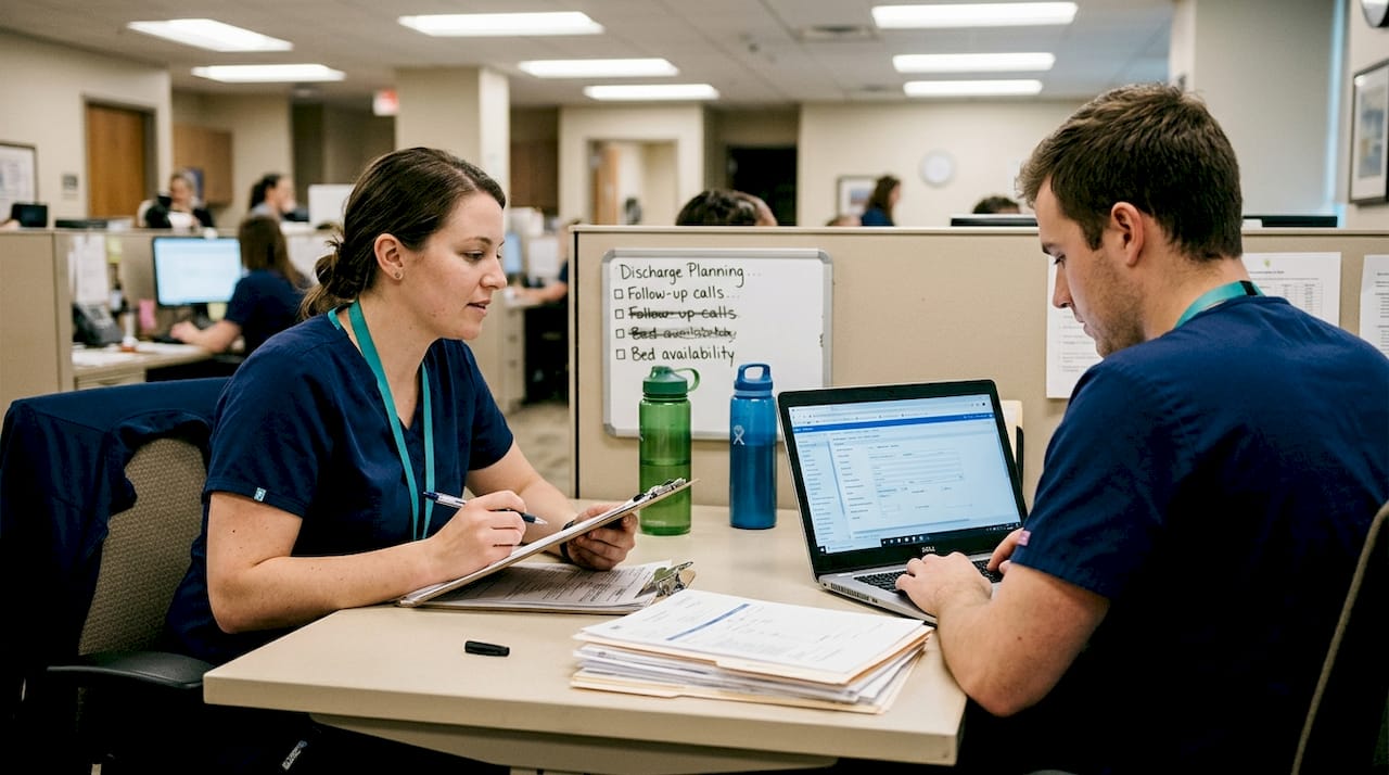Admissions team collaborating on patient records