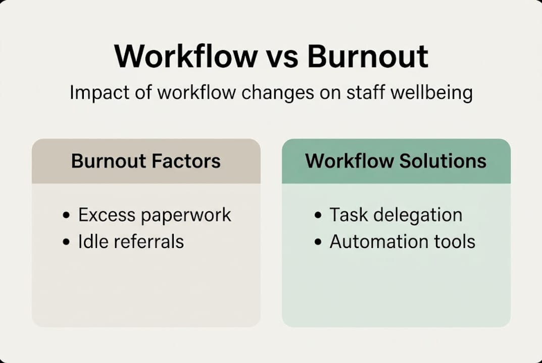 Infographic showing workflow and burnout impacts