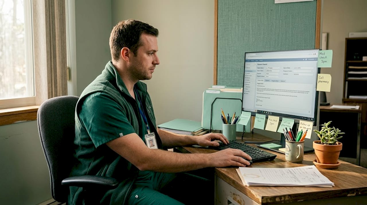 Staff member using admissions intake software