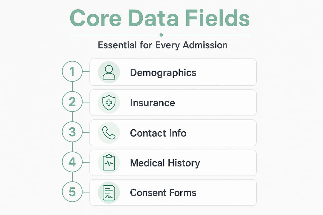 Infographic of key intake data fields steps