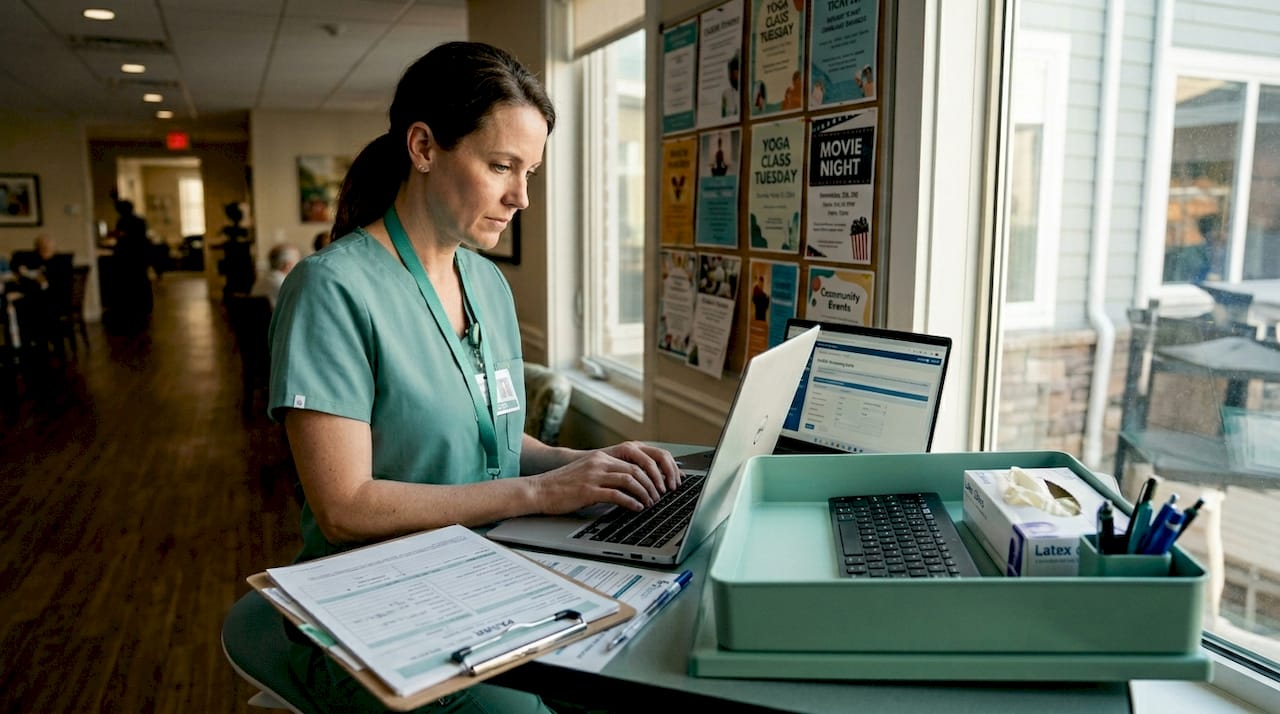 Nurse enters PASRR screening results at workstation