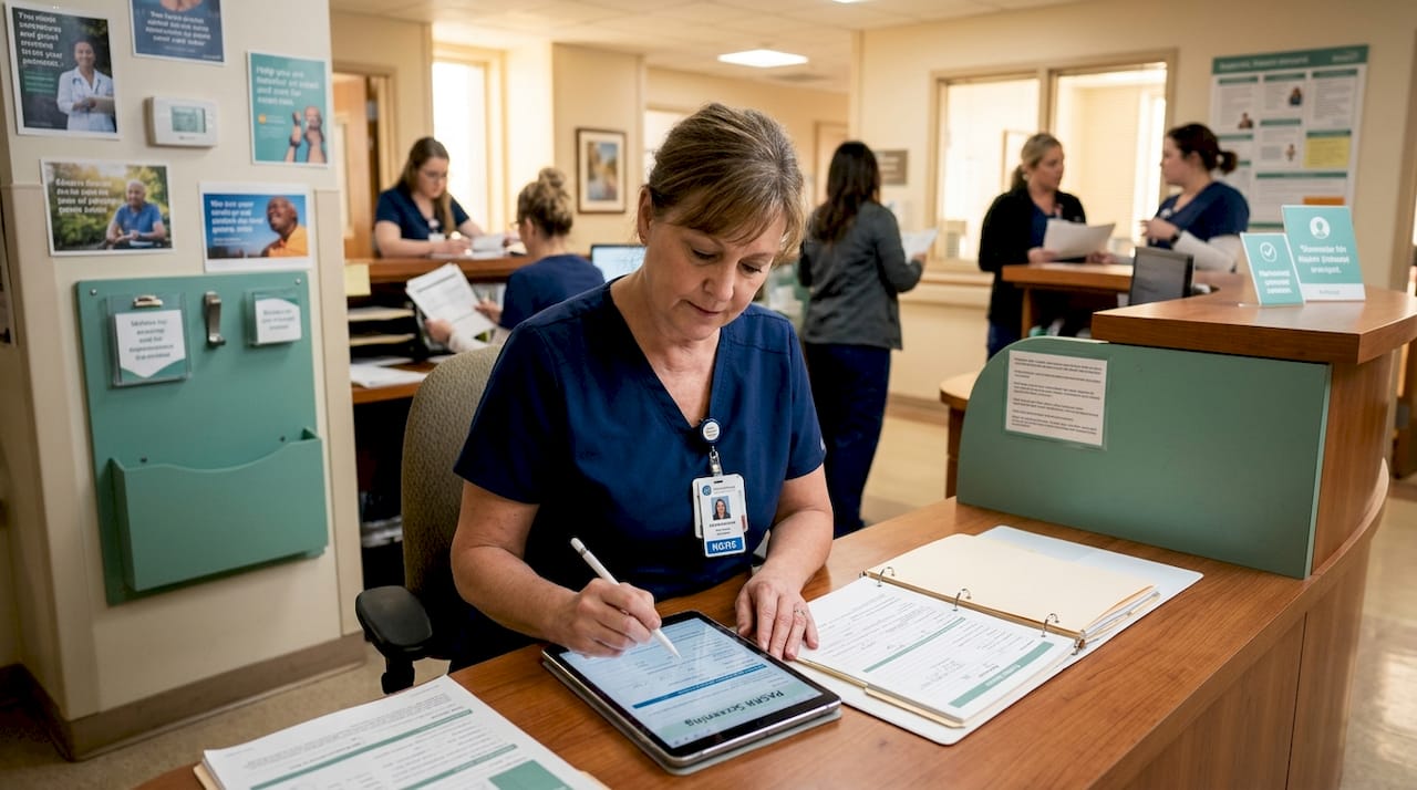 Nurse completes PASRR screening at station