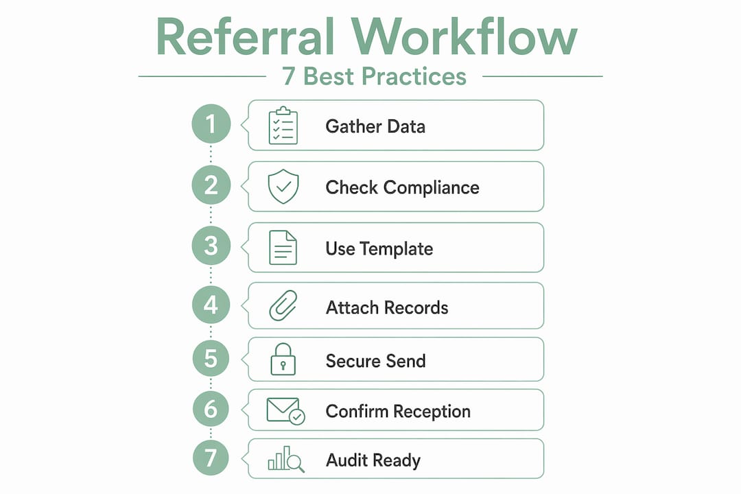 Infographic visualizing referral workflow best practices