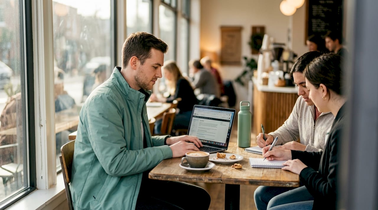 Staff member switching between insurance portals