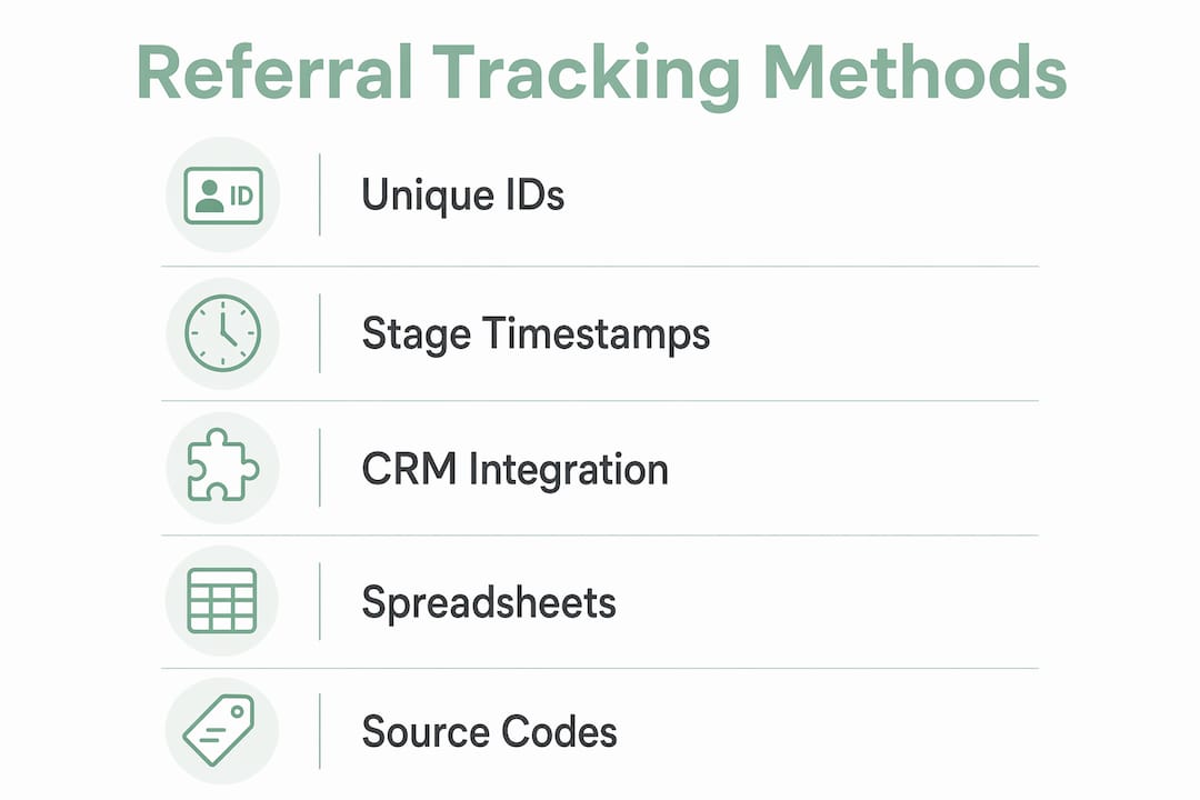 Infographic illustrating five referral tracking methods