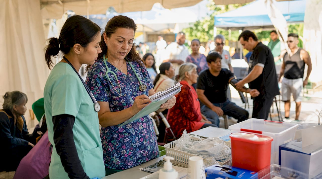 Nurses managing patient triage in emergency department