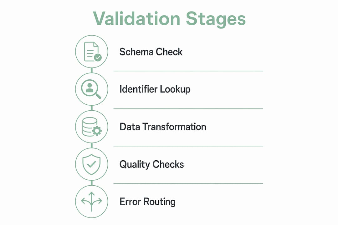 Infographic showing intake data validation stages