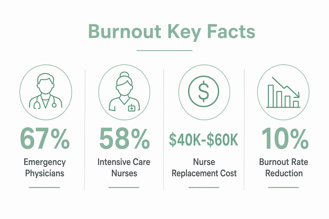 Infographic illustrating healthcare staffing burnout statistics