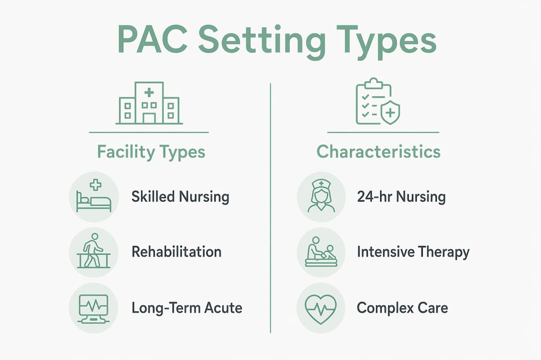 Infographic comparing post-acute care settings and their characteristics