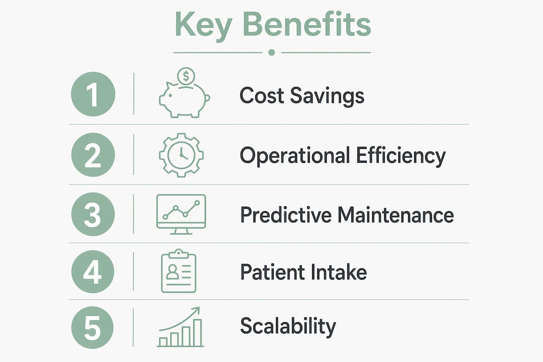Infographic illustrating five key benefits of integrated facility software