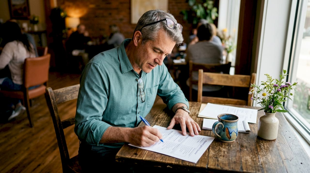 Healthcare coordinator reviewing benefits checklist