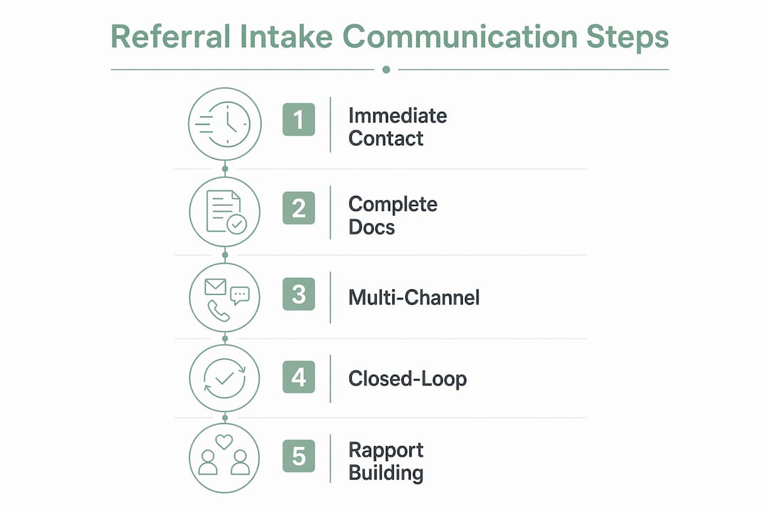 Infographic showing referral intake communication steps