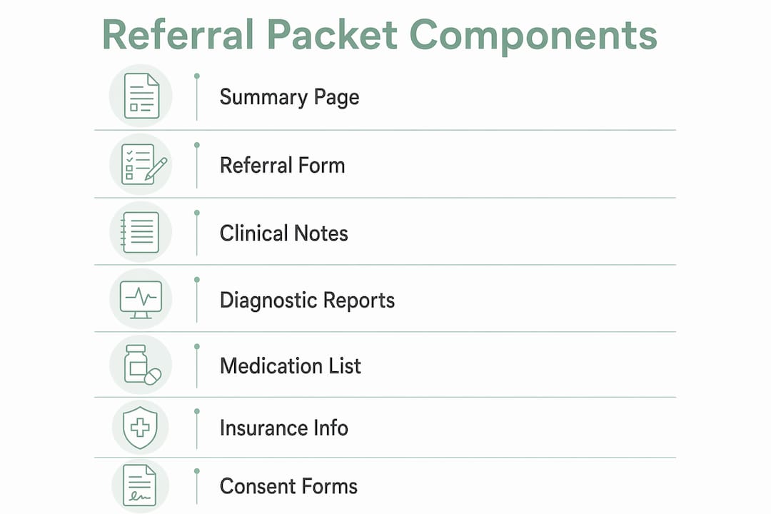 referral packet key components infographic