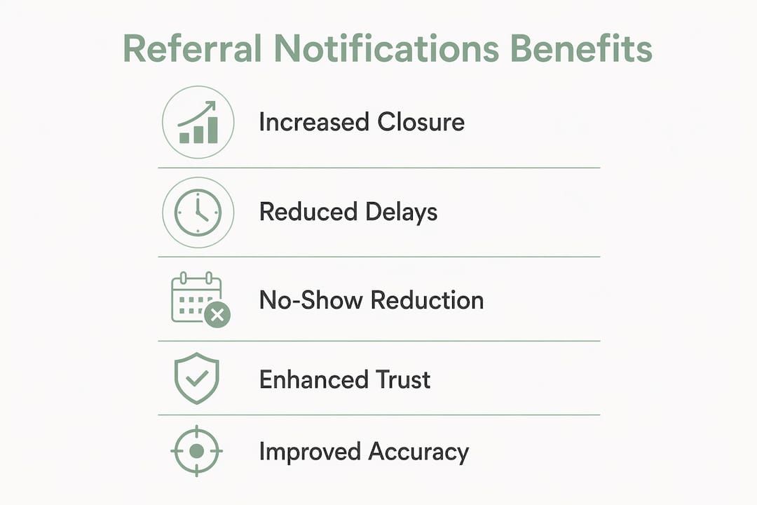 Infographic showing key referral notification benefits